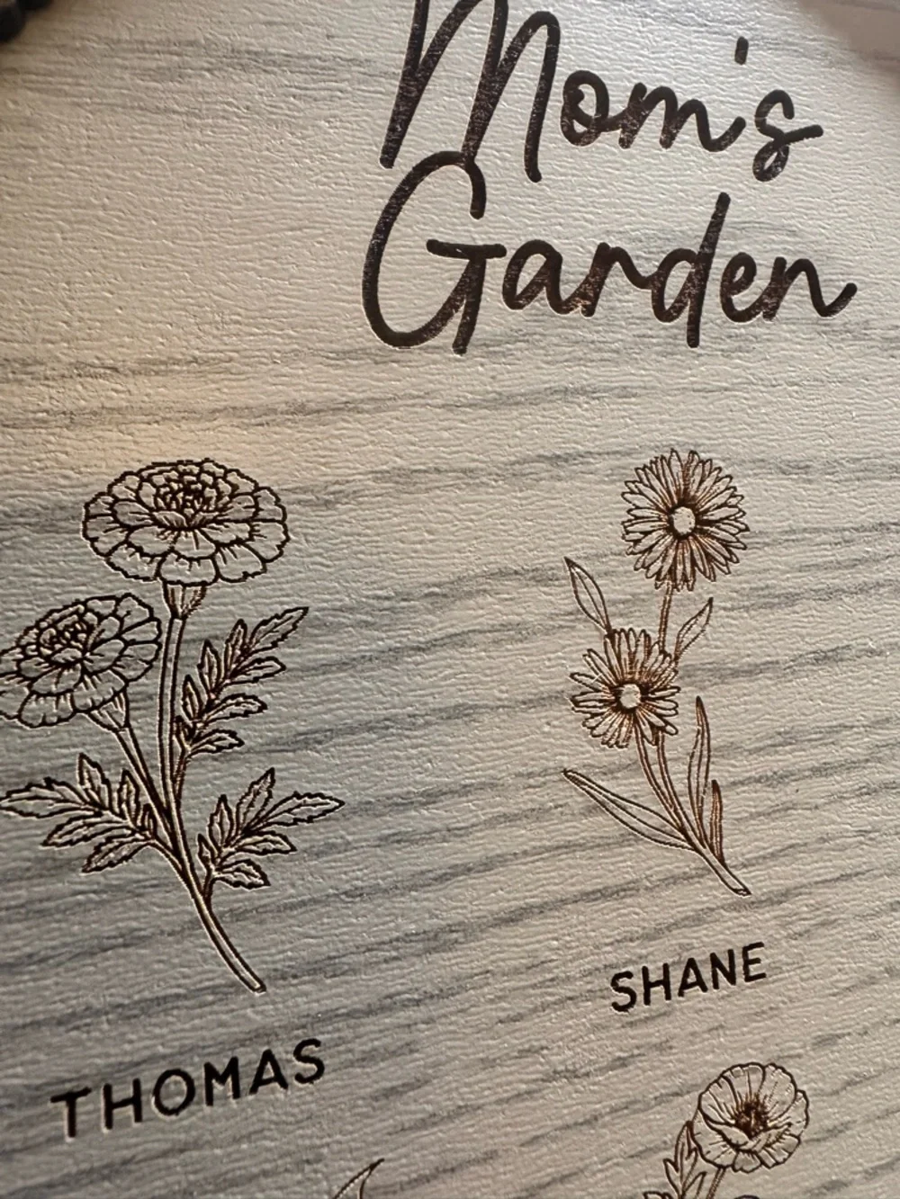 Hand crafted customized Shelf sign Mom’s Children’s name & birth month flower - Picture 4 of 5